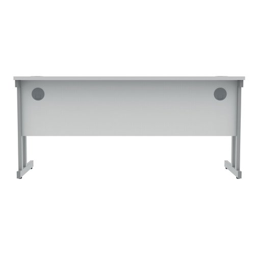 Polaris Rectangular Double Upright Cantilever Desk 1600x600x730mm Arctic White/Silver KF822360