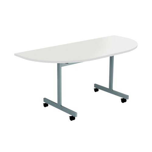 Jemini D-End Tilt Table 1600x800x720mm White/Silver KF822523