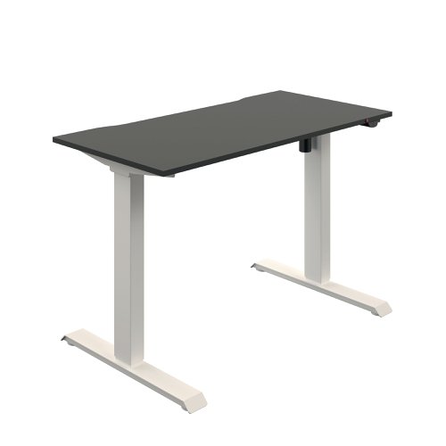 Okoform Single Motor Sit/Stand Heated Desk 1200x600x734-1234mm Black/White KF822542