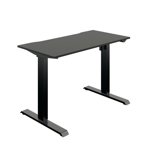 Okoform Single Motor Sit/Stand Heated Desk 1200x600x734-1234mm Black/Black KF822572