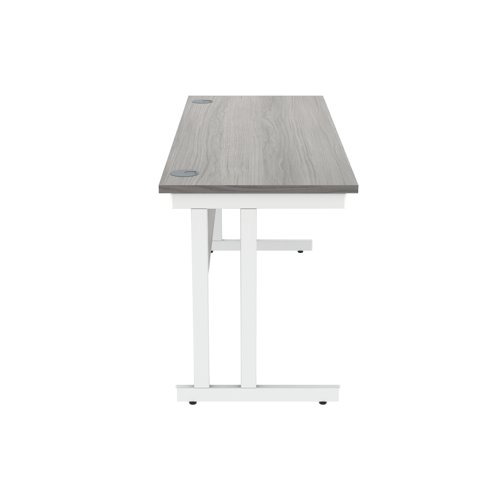 Polaris Rectangular Double Upright Cantilever Desk 1600x600x730mm Alaskan Grey Oak/White KF822600