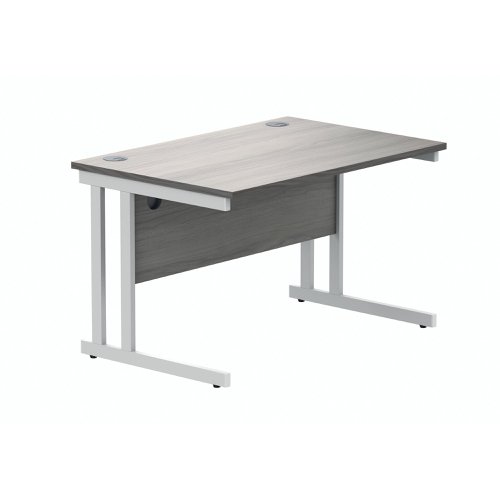 Polaris Rectangular Double Upright Cantilever Desk 1200x800x730mm Alaskan Grey Oak/White KF822610