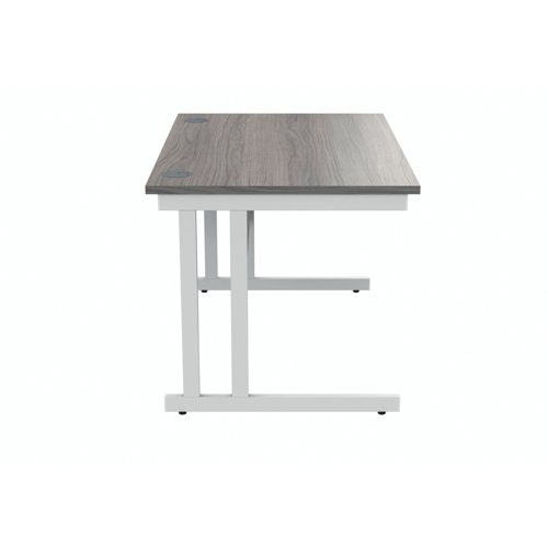 Polaris Rectangular Double Upright Cantilever Desk 1200x800x730mm Alaskan Grey Oak/White KF822610