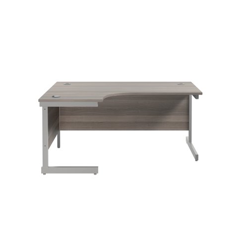 Jemini Radial Left Hand Single Upright Desk 1600x800-1200x730mm Grey Oak/Silver KF822692