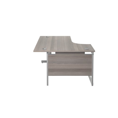 Jemini Radial Left Hand Single Upright Desk 1600x800-1200x730mm Grey Oak/Silver KF822692