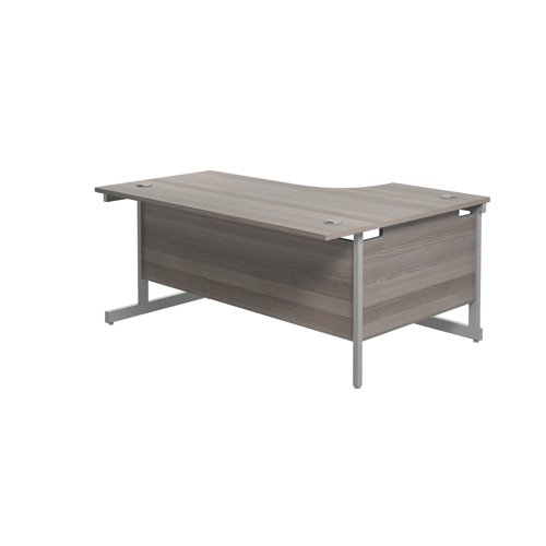 Jemini Radial Left Hand Single Upright Desk 1600x800-1200x730mm Grey Oak/Silver KF822692