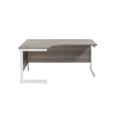 Jemini Radial Left Hand Single Upright Desk 1600x800-1200x730mm Grey Oak/White KF822701