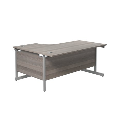 Jemini Radial Right Hand Single Upright Desk 1600x800-1200x730mm Grey Oak/Silver KF822711