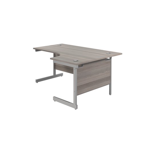 Jemini Radial Right Hand Single Upright Desk 1600x800-1200x730mm Grey Oak/Silver KF822711