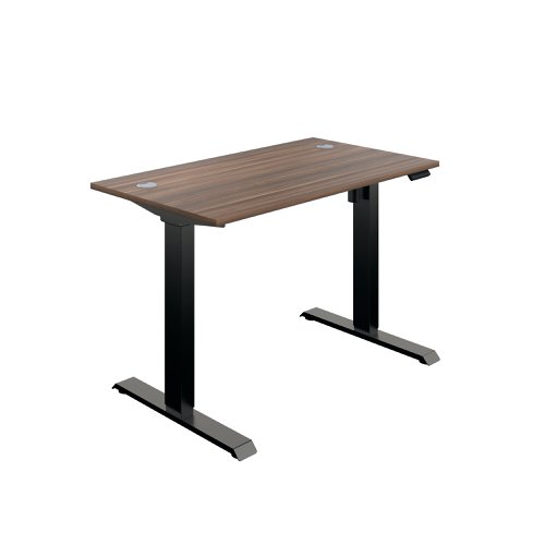 Jemini Economy Single Motor Sit/Stand Desk 1200x800x735-1235mm Dark Walnut/Black KF822761