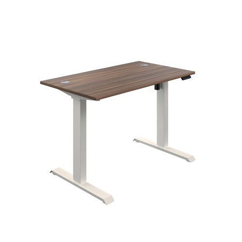 Jemini Economy Single Motor Sit/Stand Desk 1200x800x735-1235mm Dark Walnut/White KF822771