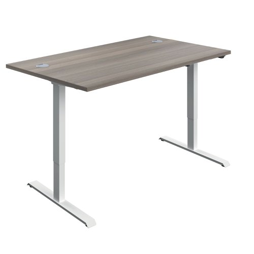 Jemini Economy Single Motor Sit/Stand Desk 1200x800x735-1235mm Grey Oak/White KF822791