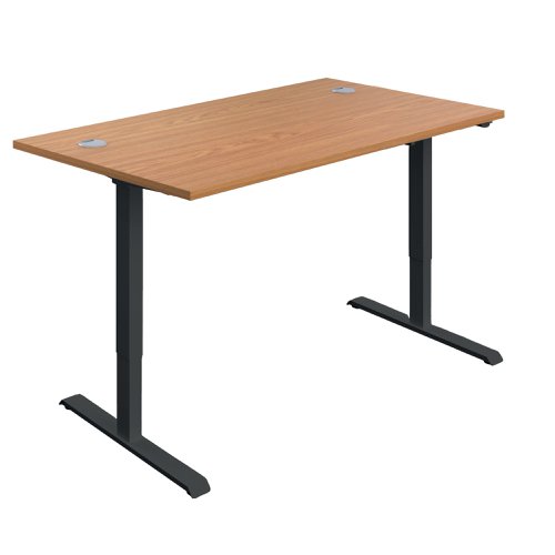 Jemini Economy Single Motor Sit/Stand Desk 1200x800x735-1235mm Nova Oak/Black KF822821