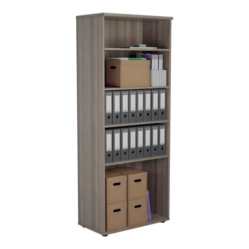 This Jemini Bookcase provides a convenient storage solution for organised office filing. Complete with four shelves, this bookcase is suitable for filing and storing lever arch and box files. The bookcase measures 800 x 450 x 2000mm and comes in a grey oak finish to complement the Jemini furniture range.