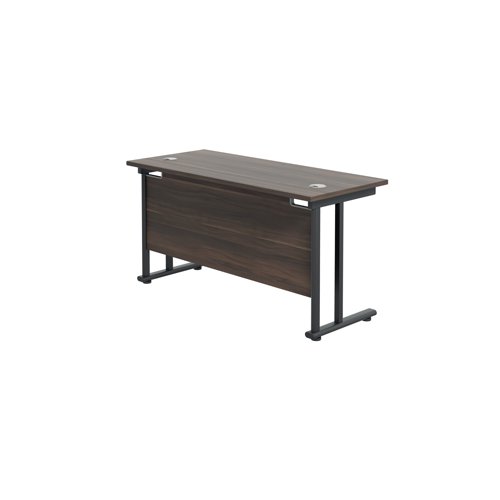 Jemini Rectangular Double Upright Cantilever Desk 1200x600x730mm Dark Walnut/Black KF822950