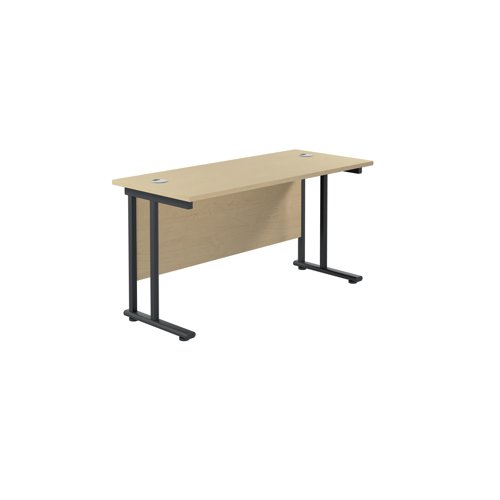 Jemini Rectangular Double Upright Cantilever Desk 1200x600x730mm Maple/Black KF822974