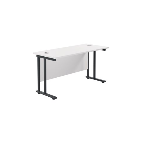 Jemini Rectangular Double Upright Cantilever Desk 1200x600x730mm White/Black KF822998