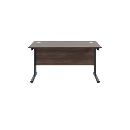 Jemini Rectangular Double Upright Cantilever Desk 1200x800x730mm Dark Walnut/Black KF823025