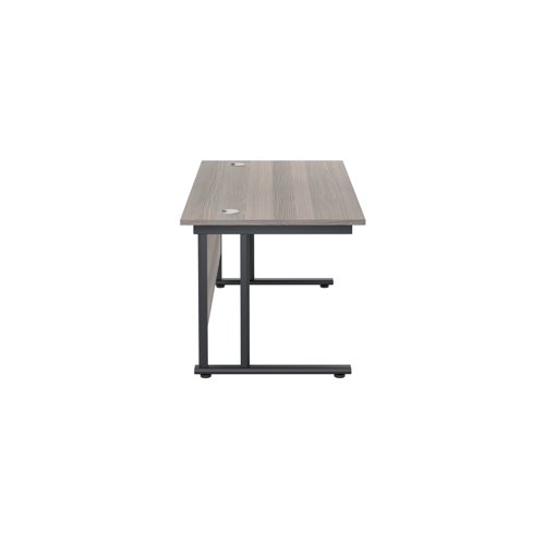 Jemini Rectangular Double Upright Cantilever Desk 1200x800x730mm Grey Oak/Black KF823032