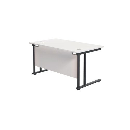 Jemini Rectangular Double Upright Cantilever Desk 1200x800x730mm White/Black KF823063