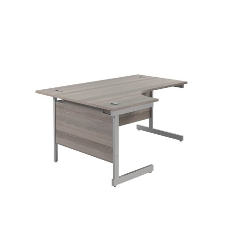 Jemini Radial Left Hand Single Upright Desk 1800x800-1200x730mm Grey Oak/Silver KF823285