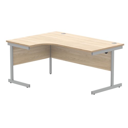 Astin Radial Left Hand SU Cantilever Desk 1600x1200x730mm Canadian Oak/Silver KF824121