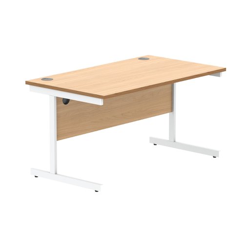 Astin Rectangular Single Upright Cantilever Desk 1400x800x730 Norwegian Beech/Arctic White KF824343