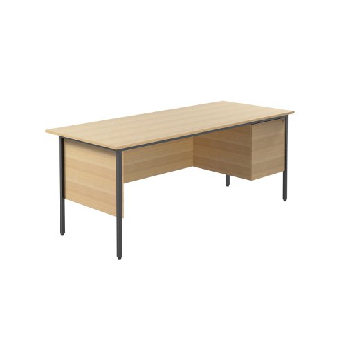 Serrion Rectangular 2 Drawer Pedestal 4 Leg Desk 1800x750x730mm Oak KF838798