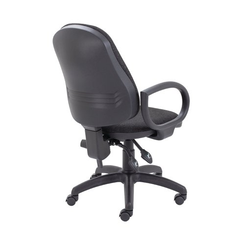 First High Back Operators Chair with Fixed Arms 640x640x985-1175mm Charcoal KF839242