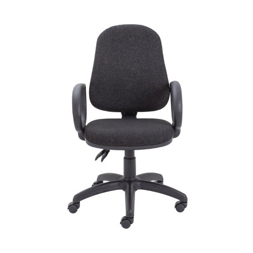 First High Back Operators Chair with Fixed Arms 640x640x985-1175mm Charcoal KF839242