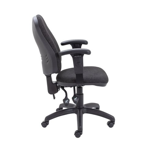 First High Back Operators Chair with T-Adjustable Arms 640x640x985-1175mm Charcoal KF839244