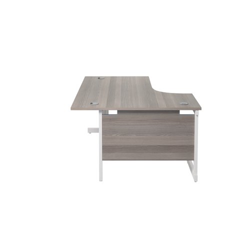 Jemini Radial Left Hand Single Upright Desk 1800x800-1200x730mm Grey Oak/White KF846004