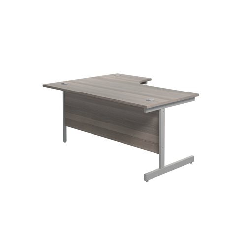 Jemini Radial Right Hand Single Upright Desk 1800x800-1200x730mm Grey Oak/Silver KF846017