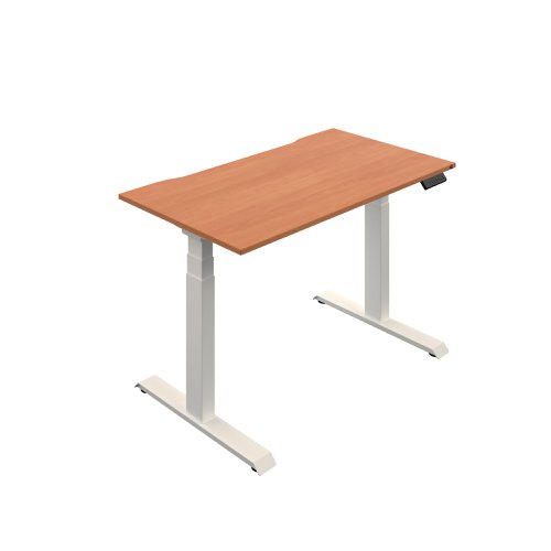 Okoform Dual Motor Sit/Stand Heated Desk 1400x800x645-1305mm Beech/White KF846116