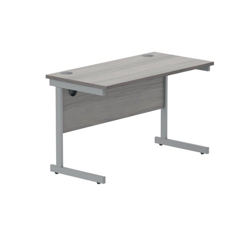 Polaris Rectangular Single Upright Cantilever Desk 1400x800x730mm White/Silver KF882338