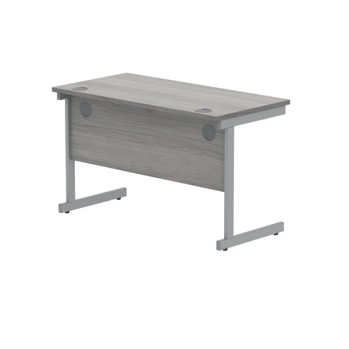 Polaris Rectangular Single Upright Cantilever Desk 1400x800x730mm White/Silver KF882338