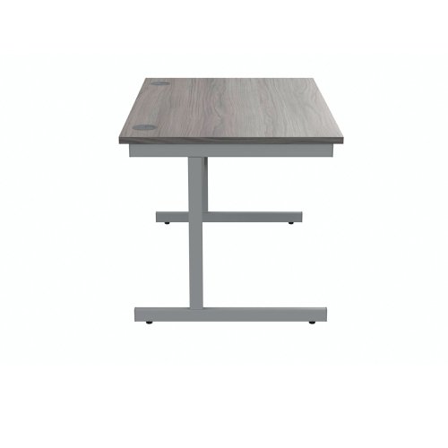 Polaris Rectangular Single Upright Cantilever Desk 1200x800x730mm Alaskan Grey Oak/Silver KF882342