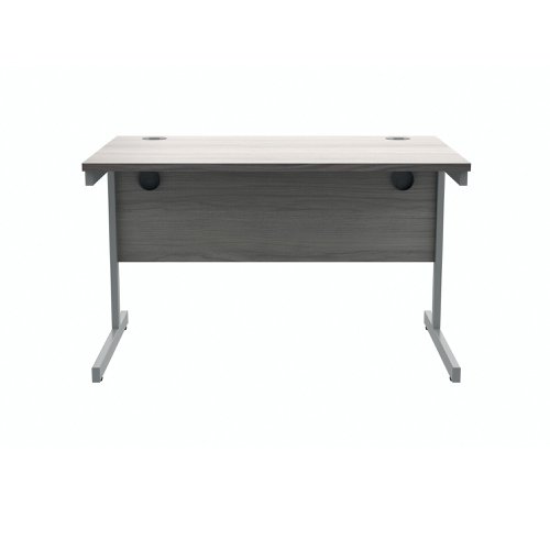 Polaris Rectangular Single Upright Cantilever Desk 1200x800x730mm Alaskan Grey Oak/Silver KF882342