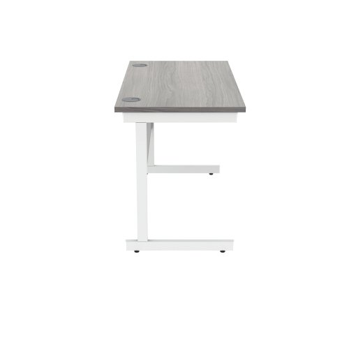 Polaris Rectangular Single Upright Cantilever Desk 1200x600x730mm Alaskan Grey Oak/White KF882343