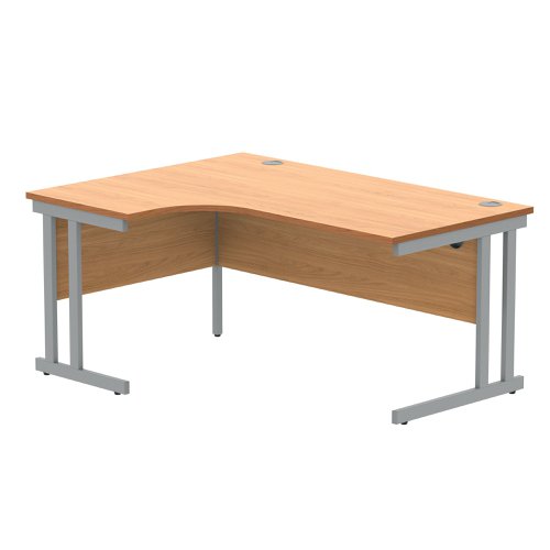 Polaris Left Hand Radial DU Cantilever Desk 1600x1200x730mm Norwegian Beech/Silver KF882344