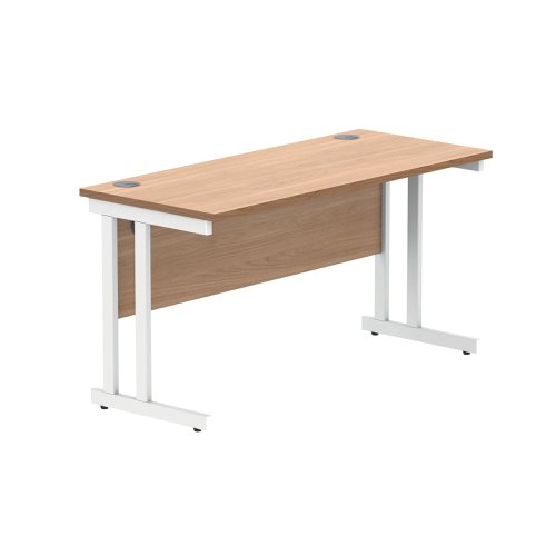 Polaris Rectangular Double Upright Cantilever Desk 1400x600x730mm Norwegian Beech/White KF882345