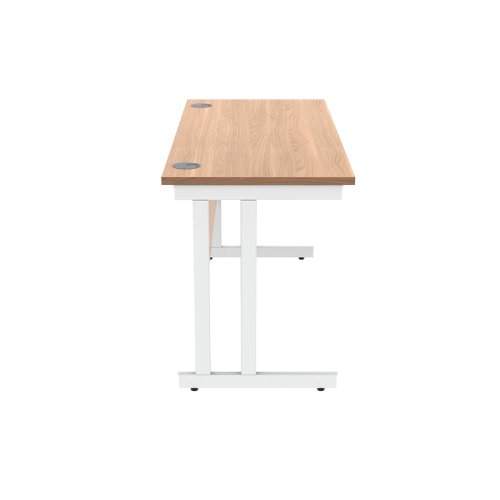 Polaris Rectangular Double Upright Cantilever Desk 1400x600x730mm Norwegian Beech/White KF882345