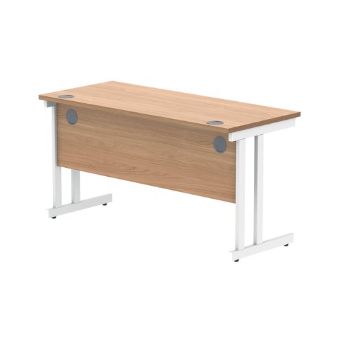 Polaris Rectangular Double Upright Cantilever Desk 1400x600x730mm Norwegian Beech/White KF882345