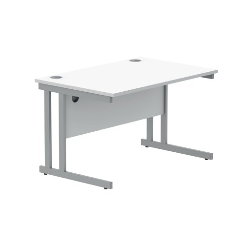 Polaris Rectangular Double Upright Cantilever Desk 1200x800x730mm Arctic White/Silver KF882347