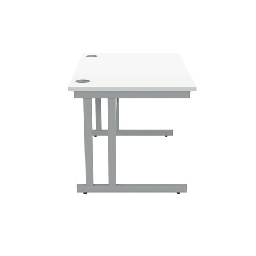 Polaris Rectangular Double Upright Cantilever Desk 1200x800x730mm Arctic White/Silver KF882347