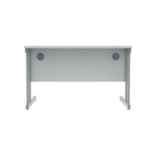 Polaris Rectangular Double Upright Cantilever Desk 1200x800x730mm Arctic White/Silver KF882347