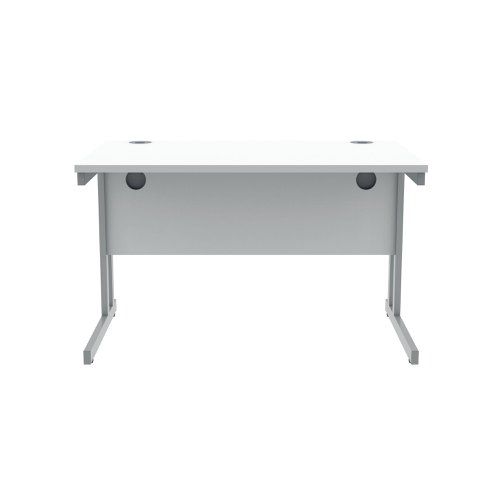 Polaris Rectangular Double Upright Cantilever Desk 1200x800x730mm Arctic White/Silver KF882347