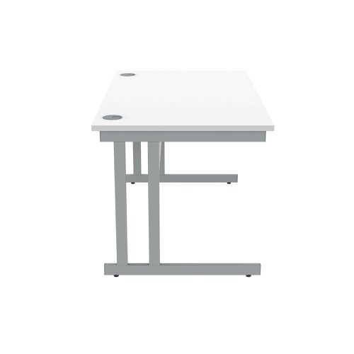 Polaris Rectangular Double Upright Cantilever Desk 1400x800x730mm Arctic White/Silver KF882348