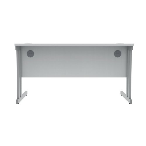 Polaris Rectangular Double Upright Cantilever Desk 1400x800x730mm Arctic White/Silver KF882348