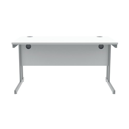 Polaris Rectangular Double Upright Cantilever Desk 1400x800x730mm Arctic White/Silver KF882348